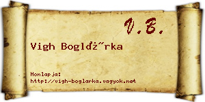 Vigh Boglárka névjegykártya